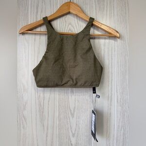 ViX Paula Hermanny Firenze Ellie Olive Textured Crop Bikini Top Size L NWT $128